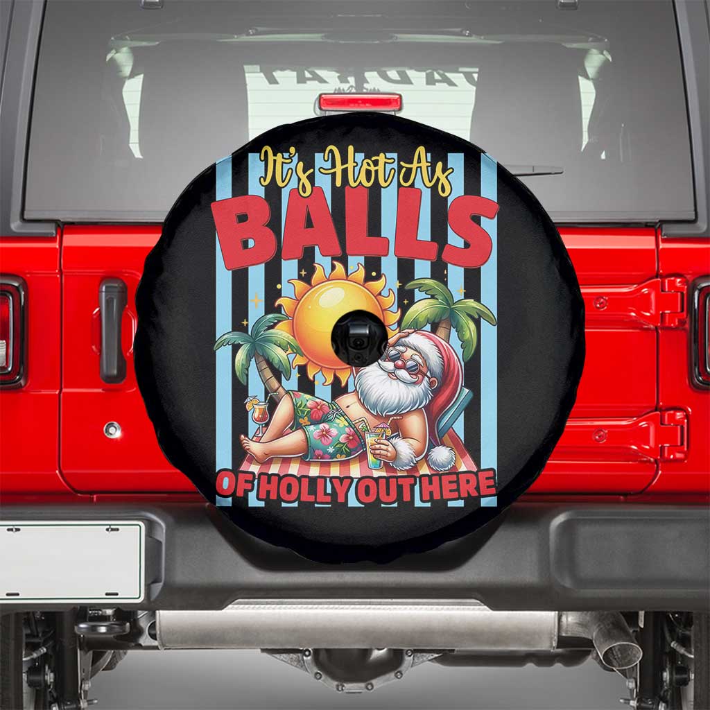 Hawaiian Christmas In July Spare Tire Cover It's Hot as Balls of Holly Out Here TS14 Black Print Your Wear