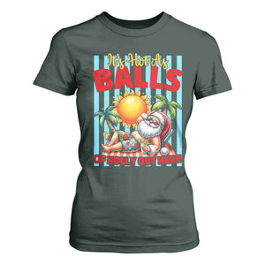 Hawaiian Christmas In July T Shirt For Women It's Hot as Balls of Holly Out Here TS14 Dark Forest Green Print Your Wear