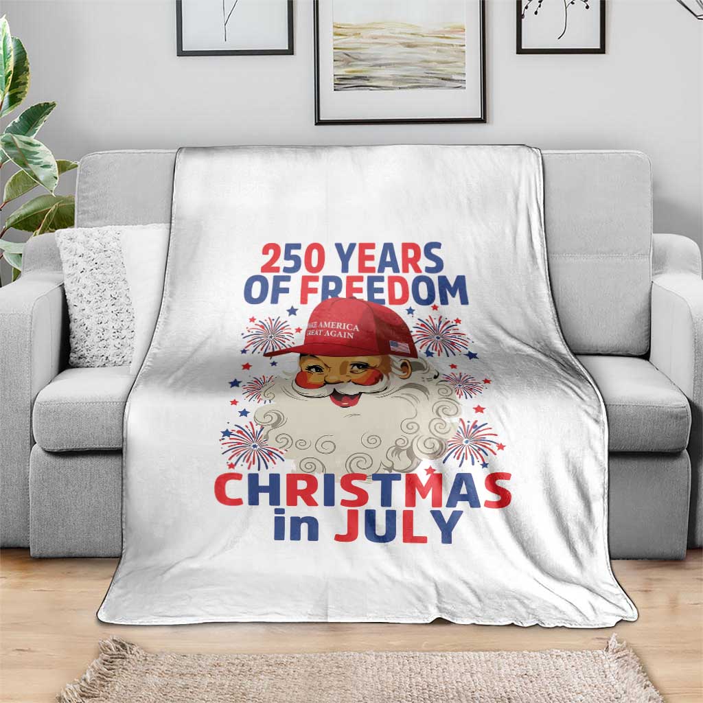 250 Years Of Freedom Throw Blanket Funny Santa Christmas in July