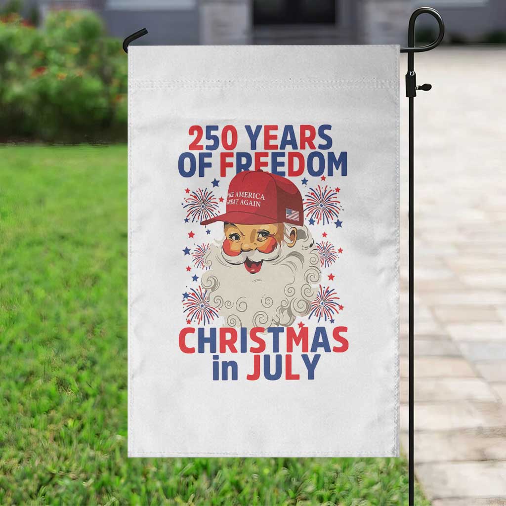 250 Years Of Freedom Garden Flag Funny Santa Christmas in July
