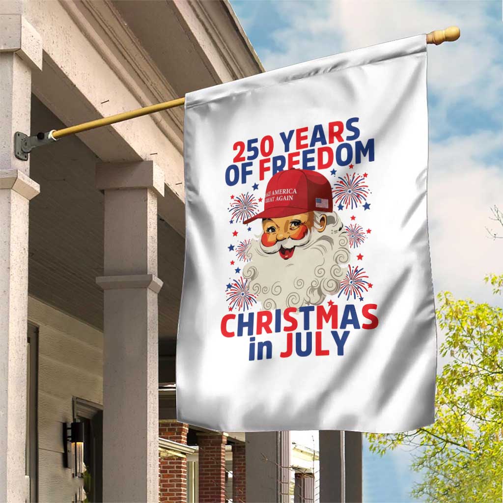 250 Years Of Freedom Garden Flag Funny Santa Christmas in July