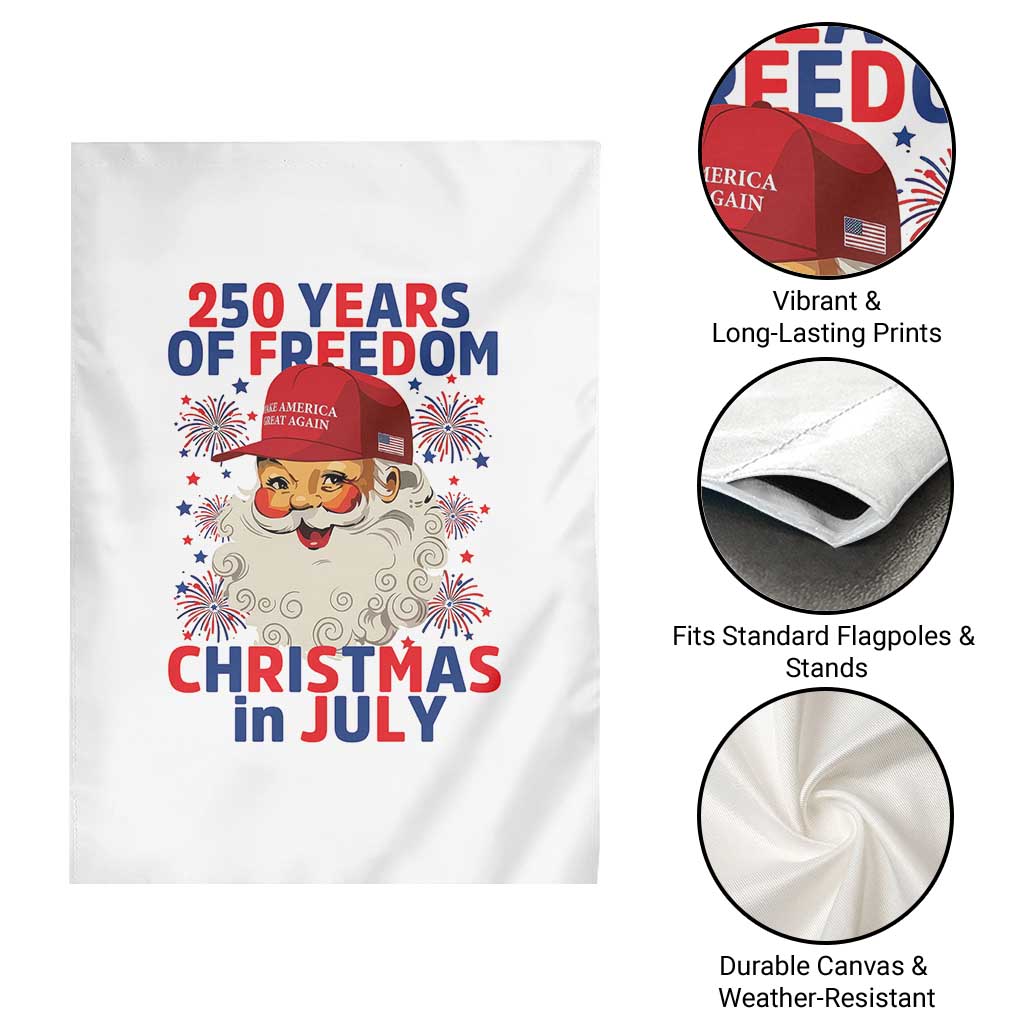 250 Years Of Freedom Garden Flag Funny Santa Christmas in July