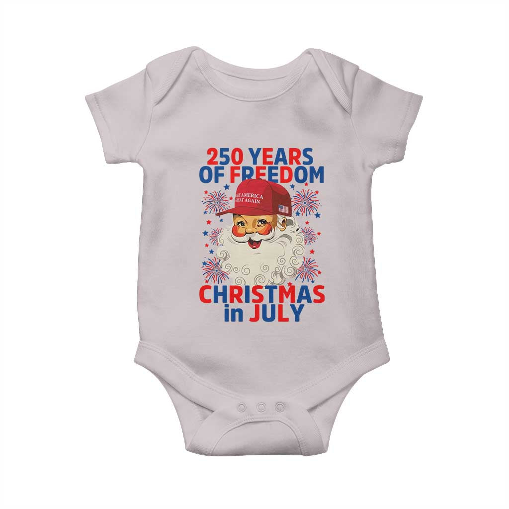 250 Years Of Freedom Baby Onesie Funny Santa Christmas in July