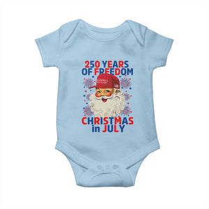 250 Years Of Freedom Baby Onesie Funny Santa Christmas in July