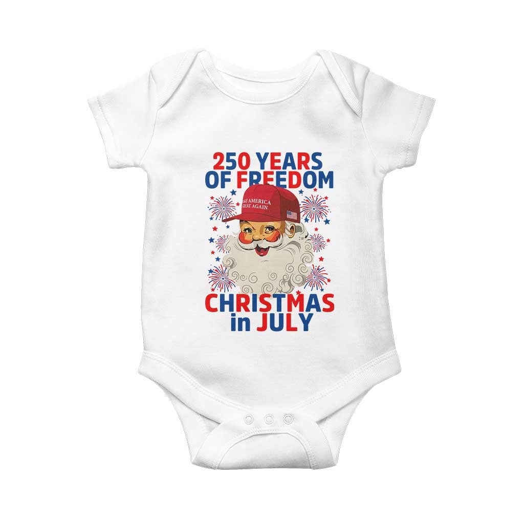 250 Years Of Freedom Baby Onesie Funny Santa Christmas in July