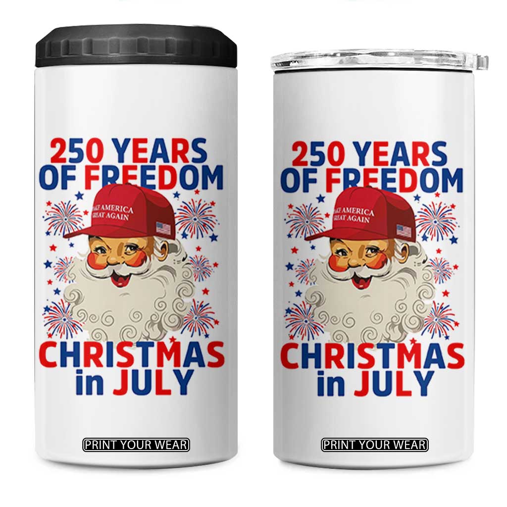 250 Years Of Freedom 4 in 1 Can Cooler Tumbler Funny Santa Christmas in July