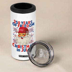 250 Years Of Freedom 4 in 1 Can Cooler Tumbler Funny Santa Christmas in July