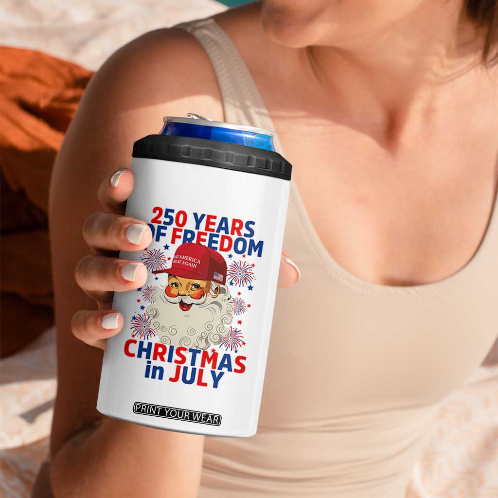 250 Years Of Freedom 4 in 1 Can Cooler Tumbler Funny Santa Christmas in July
