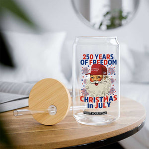 250 Years Of Freedom Glass Can Funny Santa Christmas in July