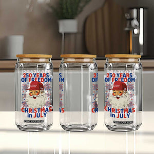 250 Years Of Freedom Glass Can Funny Santa Christmas in July