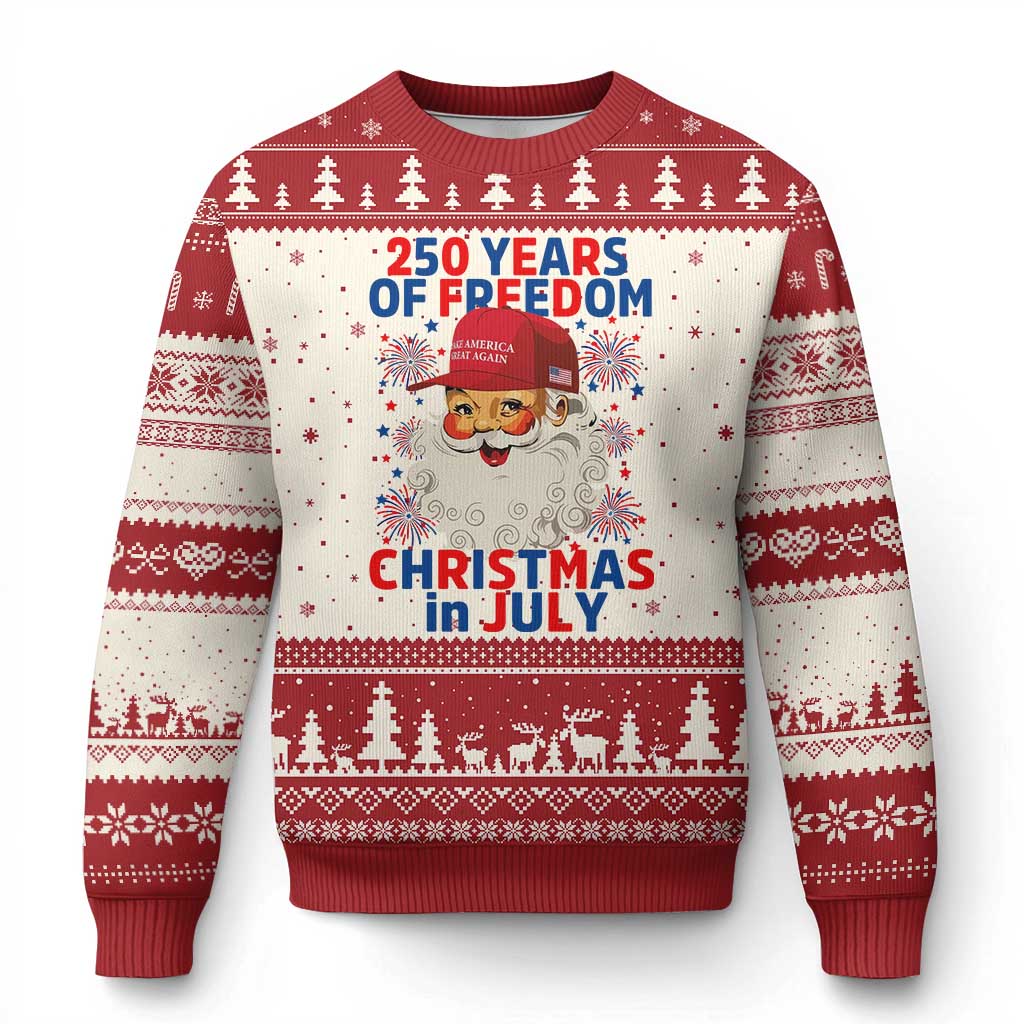 250 Years Of Freedom Ugly Christmas Sweater Funny Santa Christmas in July