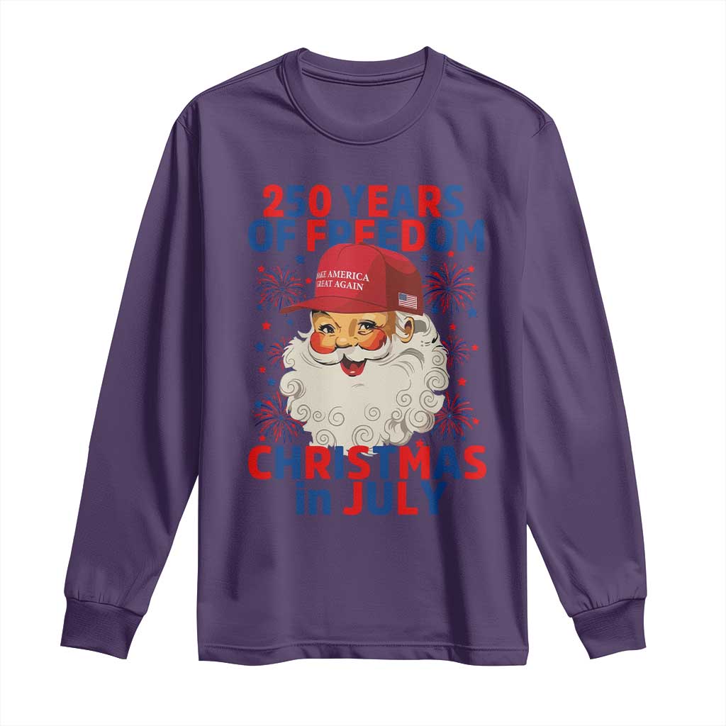 250 Years Of Freedom Long Sleeve Shirt Funny Santa Christmas in July