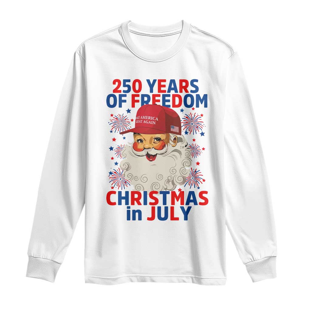 250 Years Of Freedom Long Sleeve Shirt Funny Santa Christmas in July TS14 White Print Your Wear