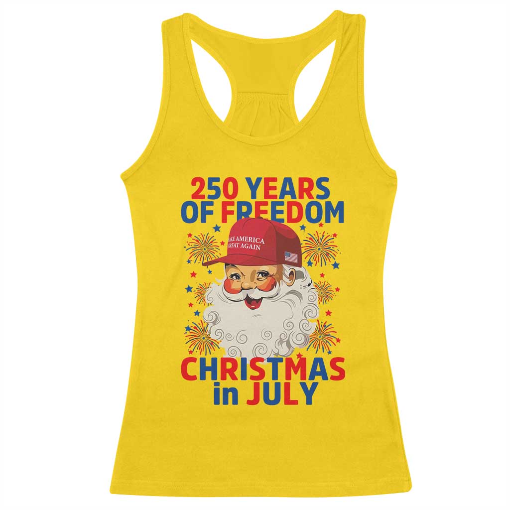 250 Years Of Freedom Racerback Tank Top Funny Santa Christmas in July