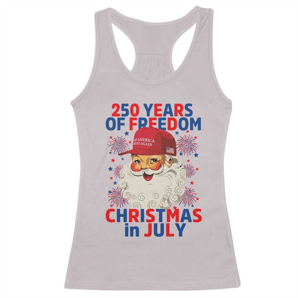 250 Years Of Freedom Racerback Tank Top Funny Santa Christmas in July