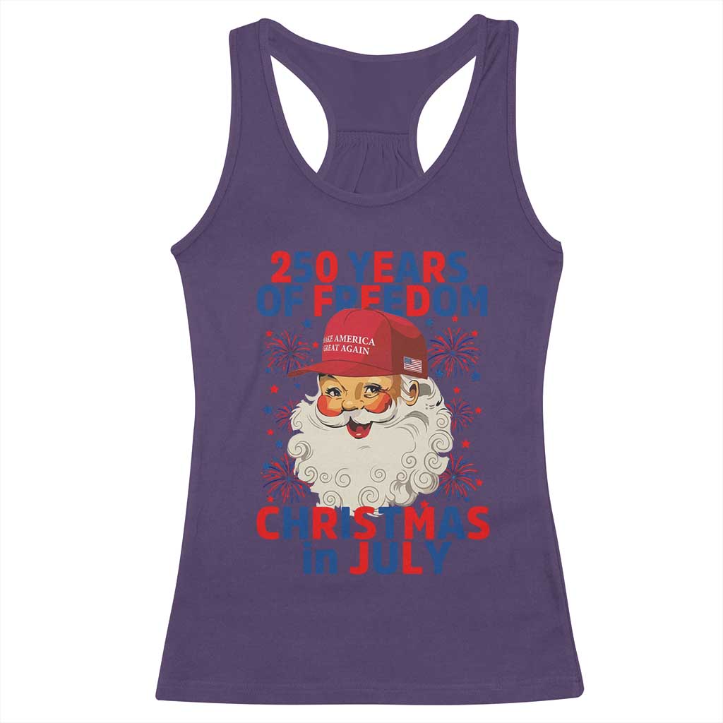 250 Years Of Freedom Racerback Tank Top Funny Santa Christmas in July