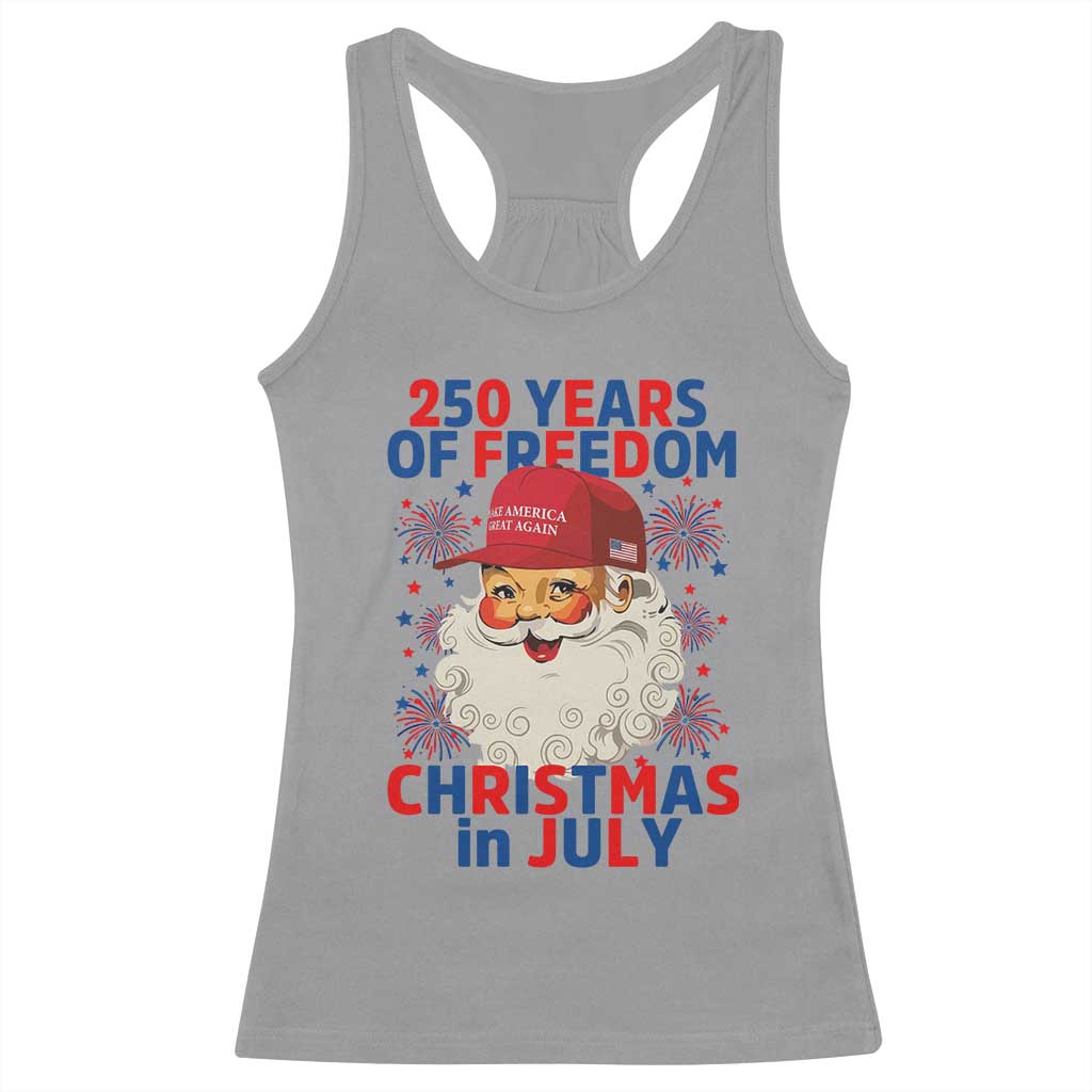 250 Years Of Freedom Racerback Tank Top Funny Santa Christmas in July