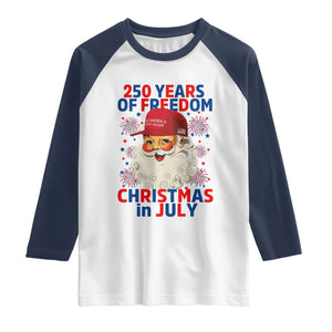 250 Years Of Freedom Raglan Shirt Funny Santa Christmas in July