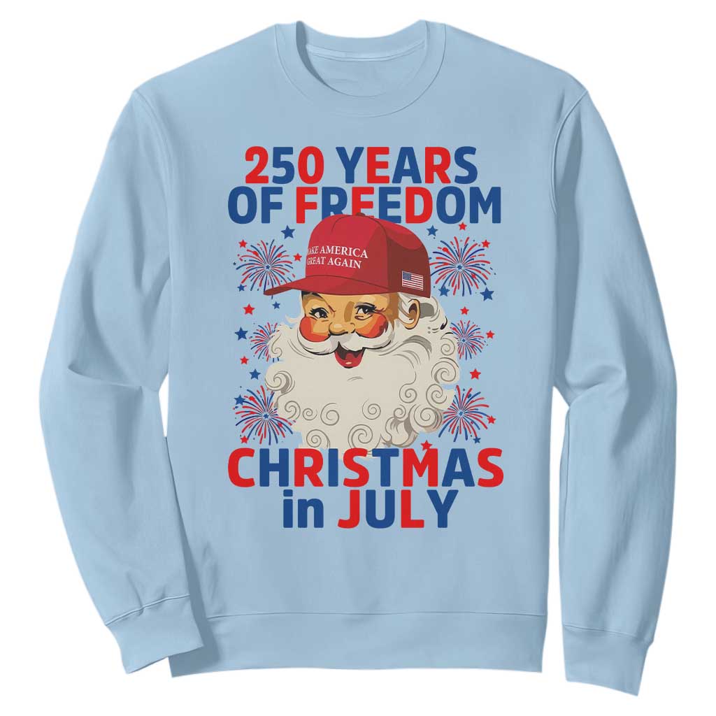 250 Years Of Freedom Sweatshirt Funny Santa Christmas in July