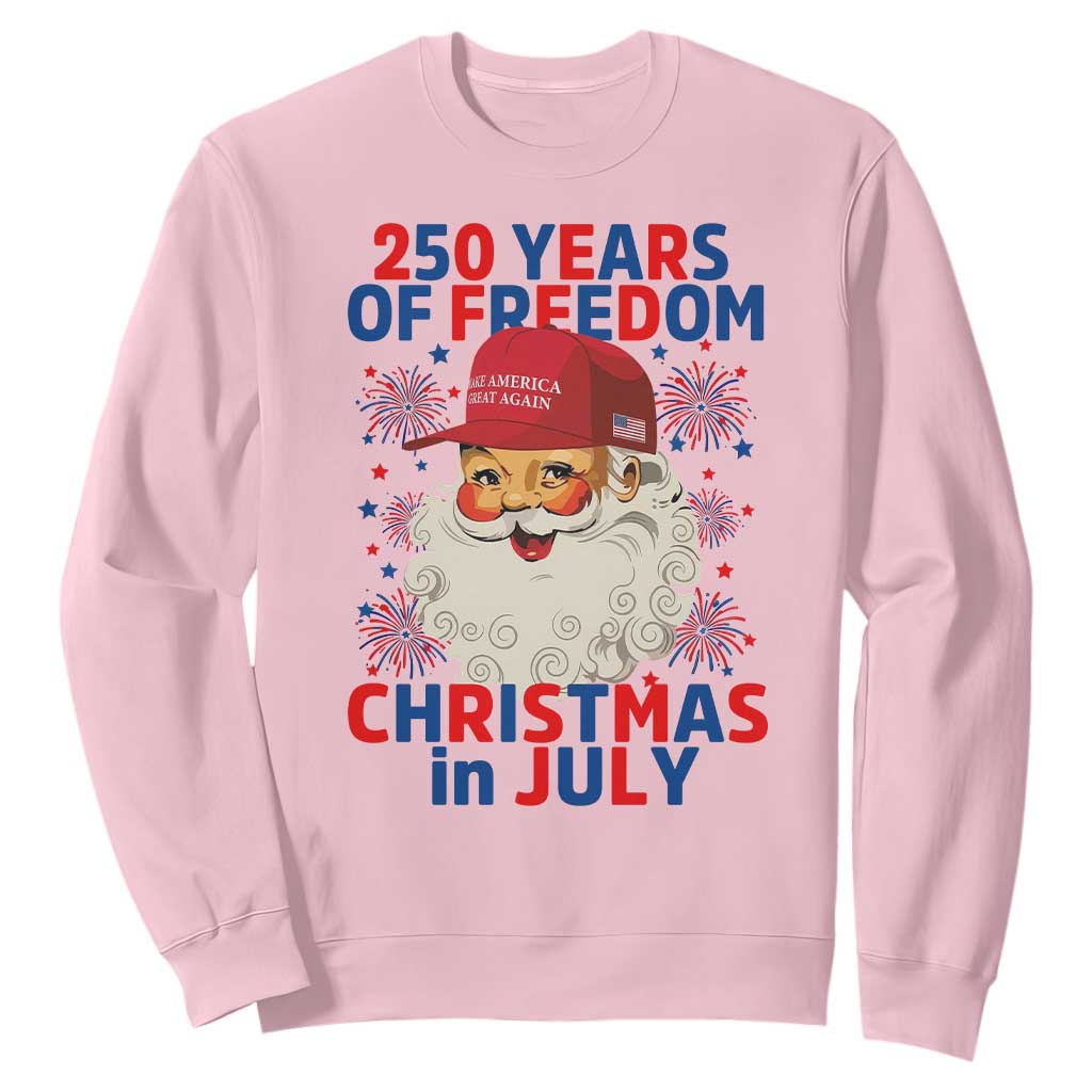 250 Years Of Freedom Sweatshirt Funny Santa Christmas in July