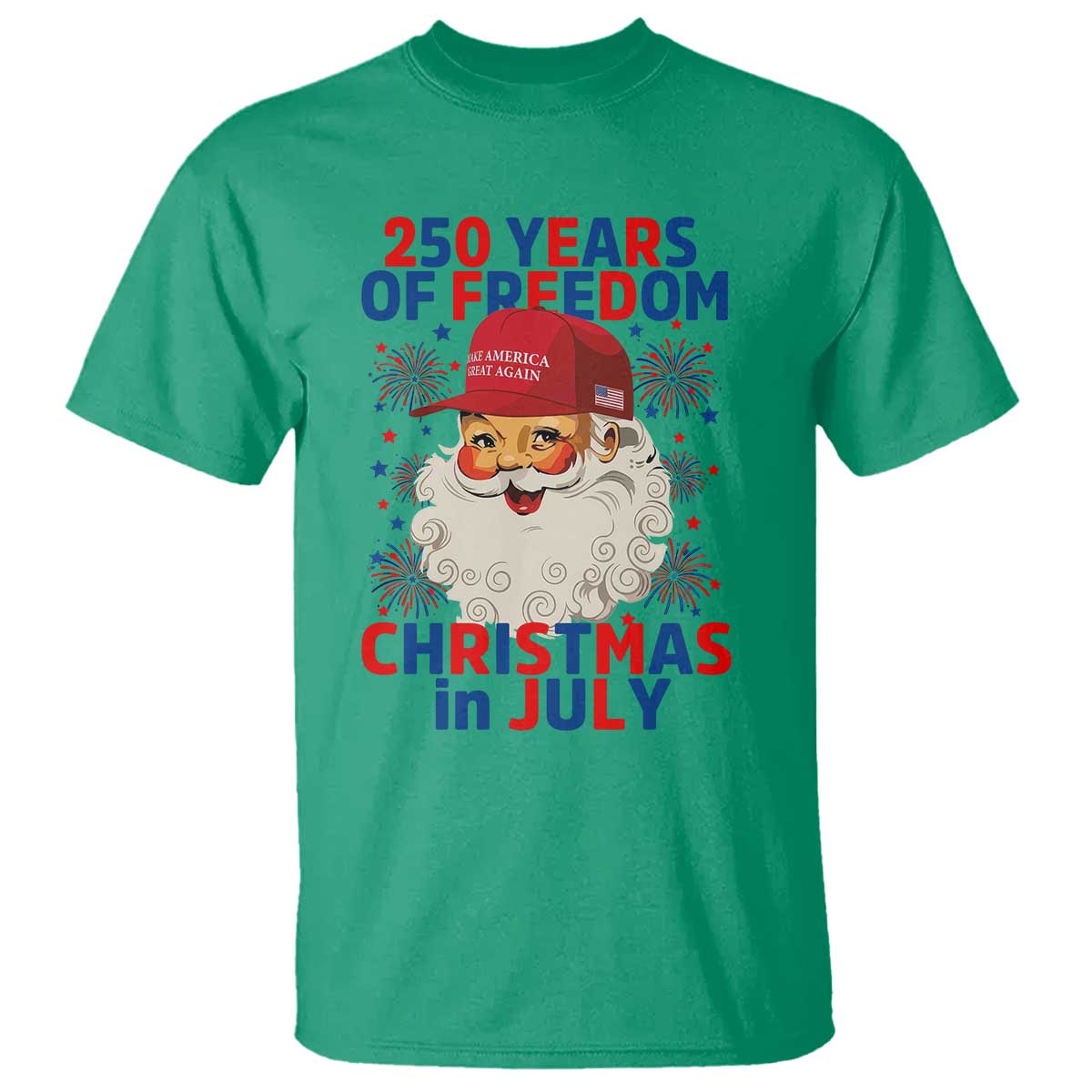 250 Years Of Freedom T Shirt Funny Santa Christmas in July