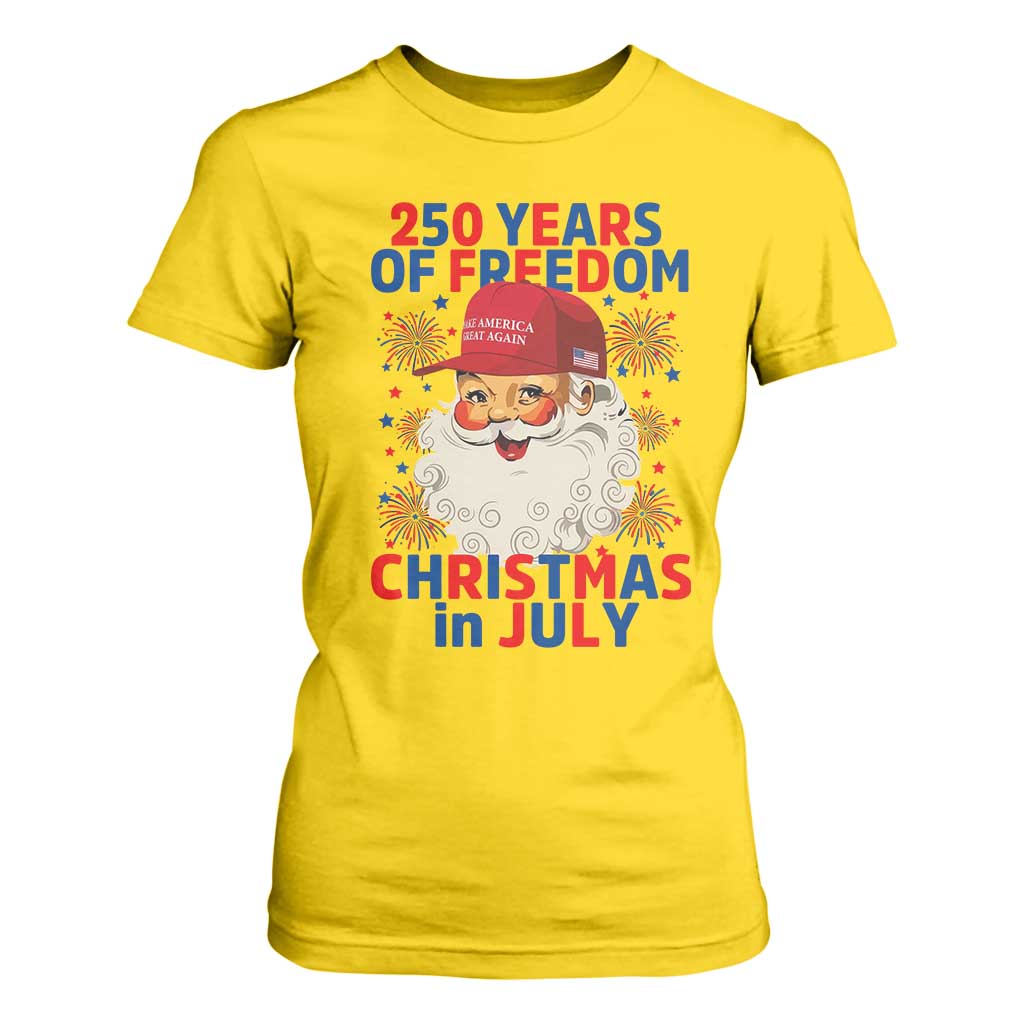 250 Years Of Freedom T Shirt For Women Funny Santa Christmas in July