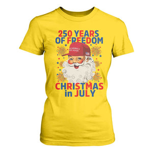 250 Years Of Freedom T Shirt For Women Funny Santa Christmas in July