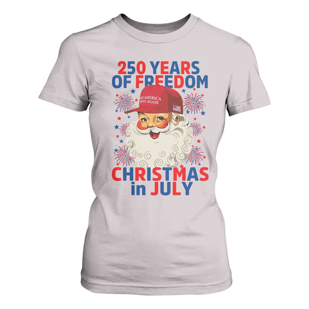 250 Years Of Freedom T Shirt For Women Funny Santa Christmas in July