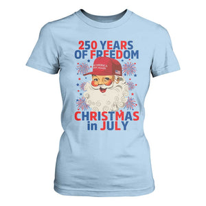 250 Years Of Freedom T Shirt For Women Funny Santa Christmas in July