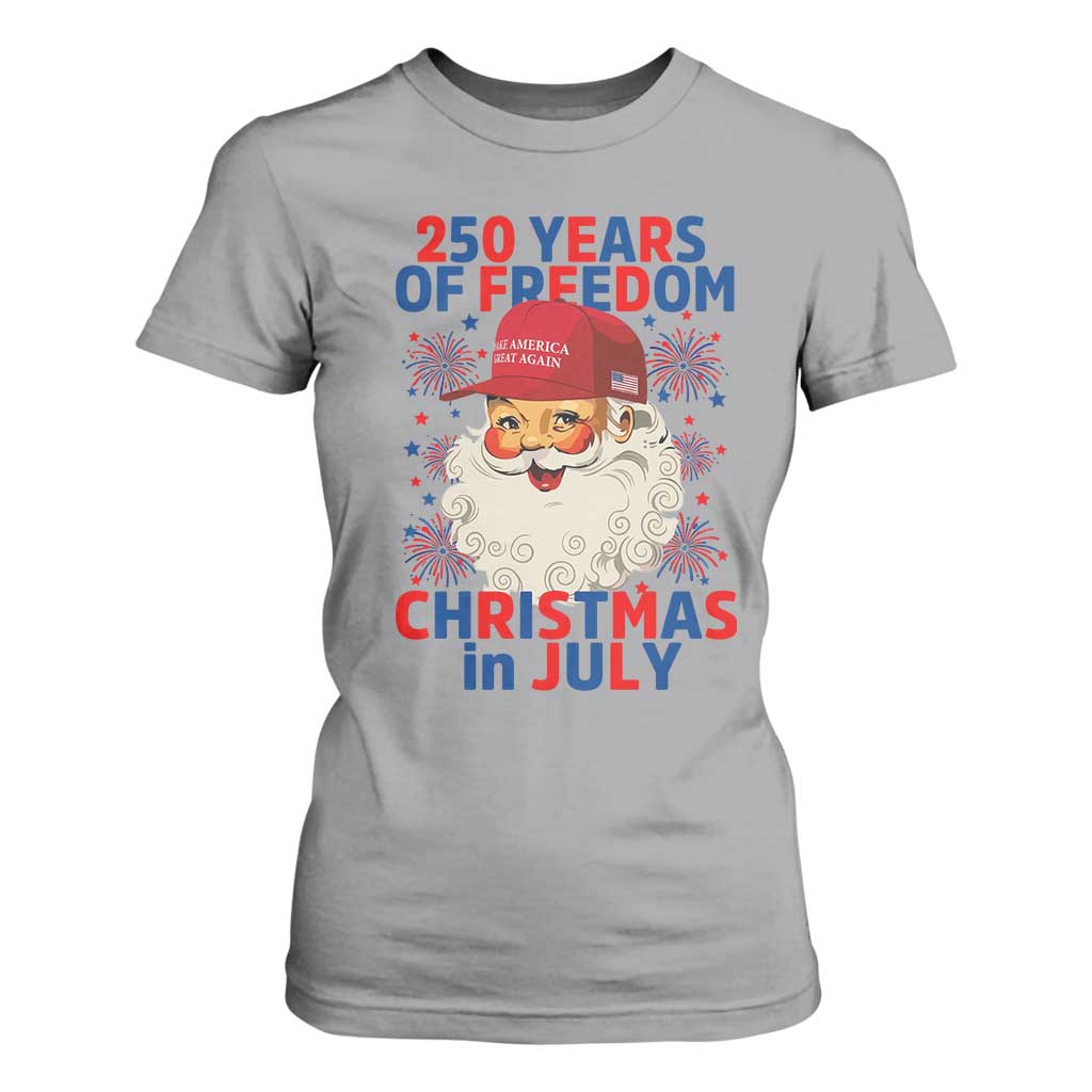 250 Years Of Freedom T Shirt For Women Funny Santa Christmas in July