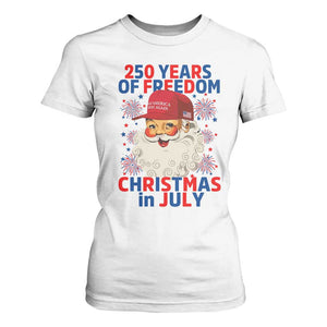 250 Years Of Freedom T Shirt For Women Funny Santa Christmas in July