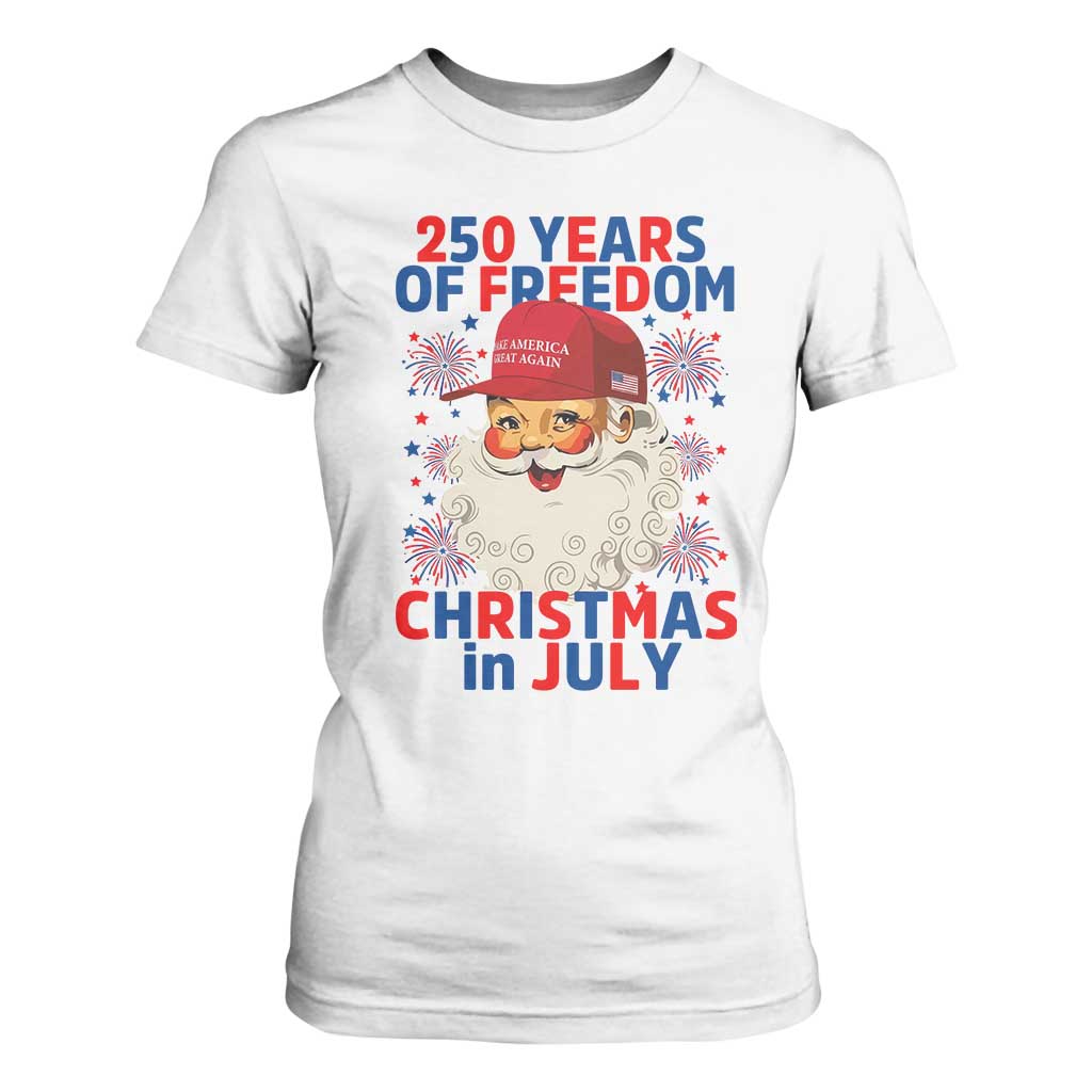 250 Years Of Freedom T Shirt For Women Funny Santa Christmas in July TS14 White Print Your Wear