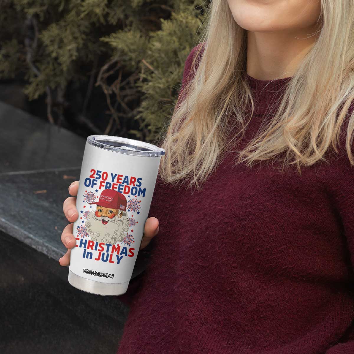 250 Years Of Freedom Tumbler Cup Funny Santa Christmas in July