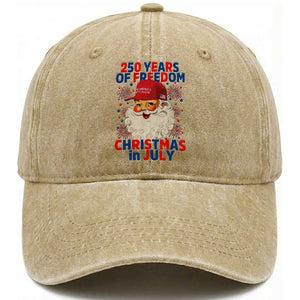 250 Years Of Freedom Washed Cotton Baseball Cap Funny Santa Christmas in July