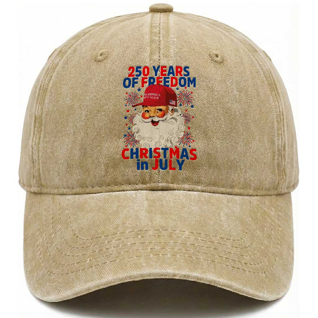 250 Years Of Freedom Washed Cotton Baseball Cap Funny Santa Christmas in July TS14 Print Your Wear