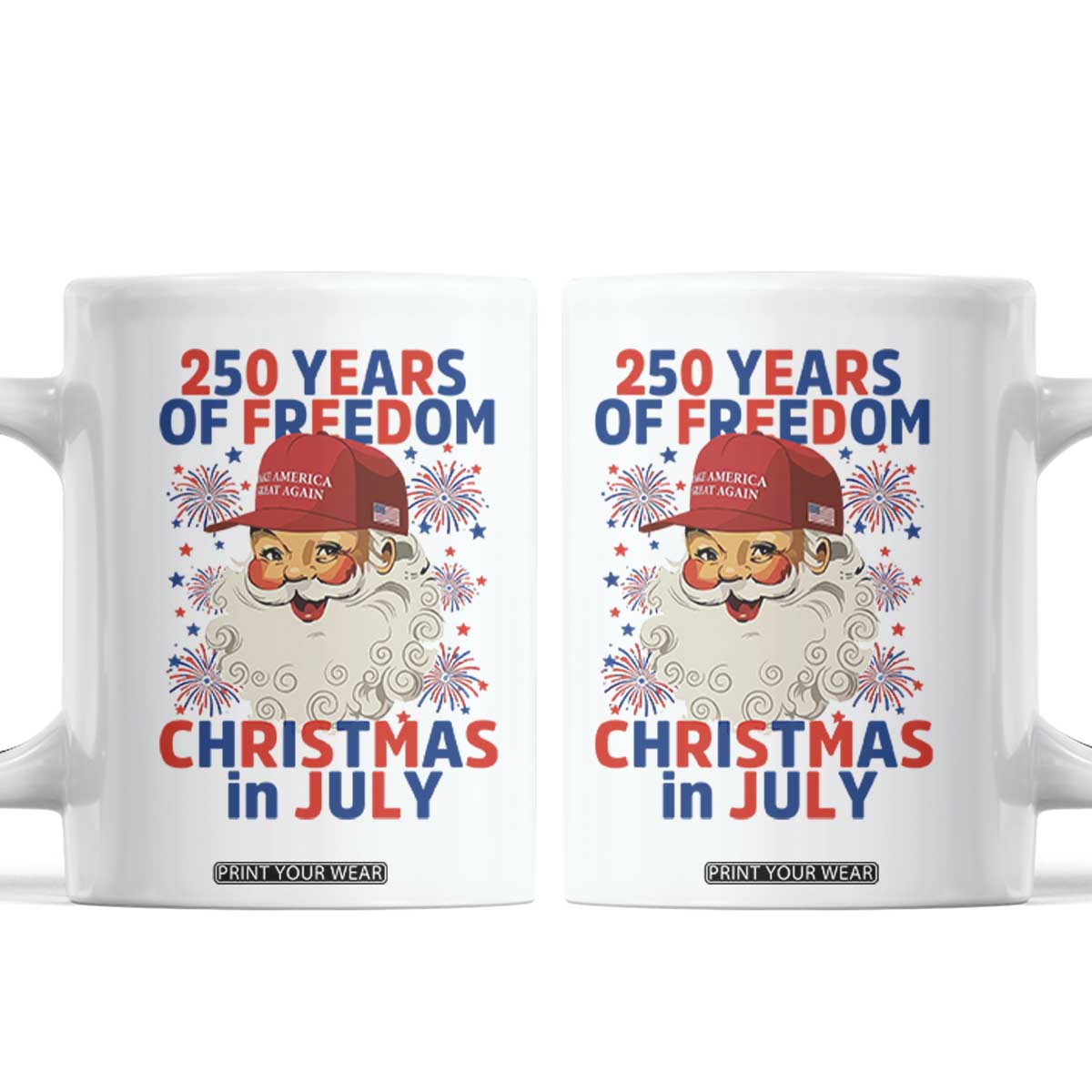 250 Years Of Freedom Coffee Mug Funny Santa Christmas in July