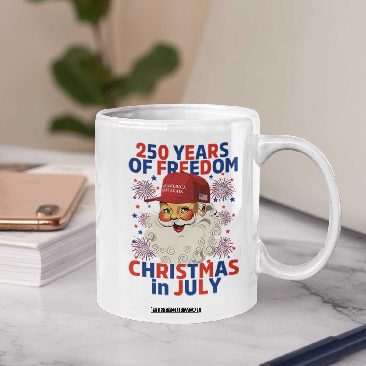 250 Years Of Freedom Coffee Mug Funny Santa Christmas in July