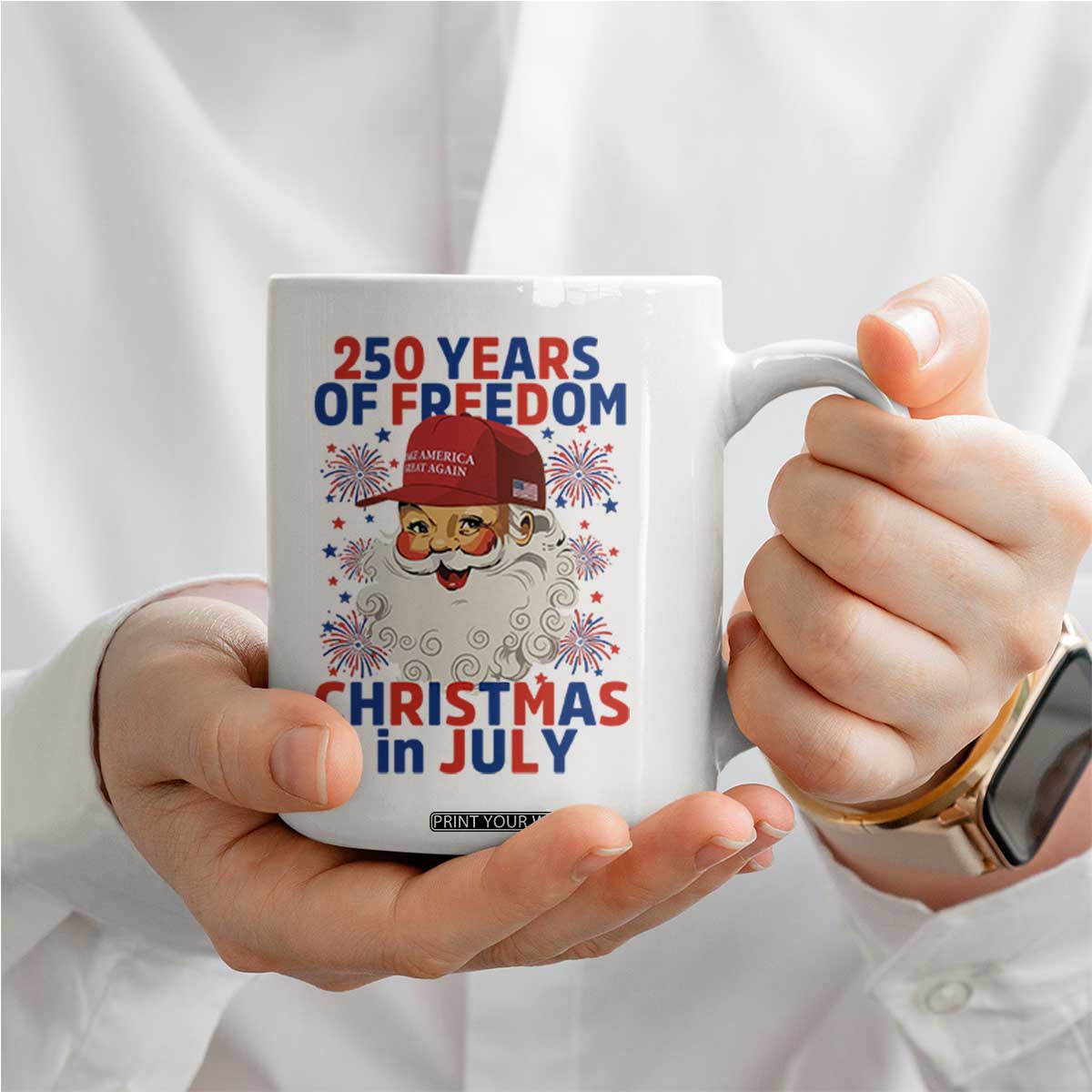 250 Years Of Freedom Coffee Mug Funny Santa Christmas in July