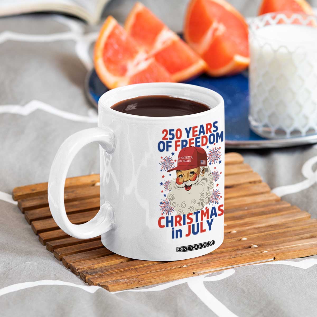 250 Years Of Freedom Coffee Mug Funny Santa Christmas in July