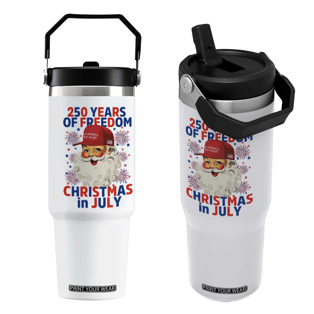 250 Years Of Freedom Flip Straw Tumbler Funny Santa Christmas in July