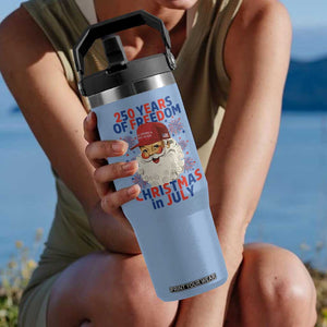 250 Years Of Freedom Flip Straw Tumbler Funny Santa Christmas in July