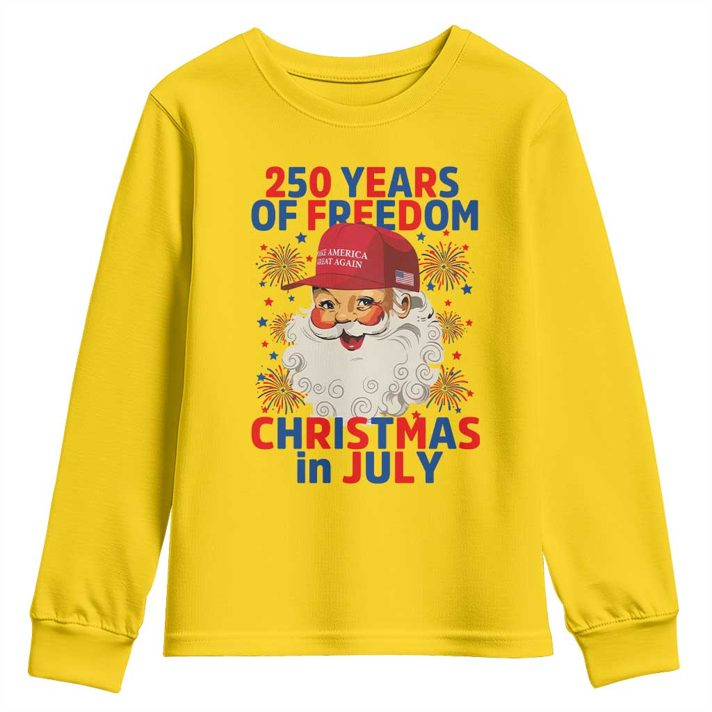 250 Years Of Freedom Youth Sweatshirt Funny Santa Christmas in July