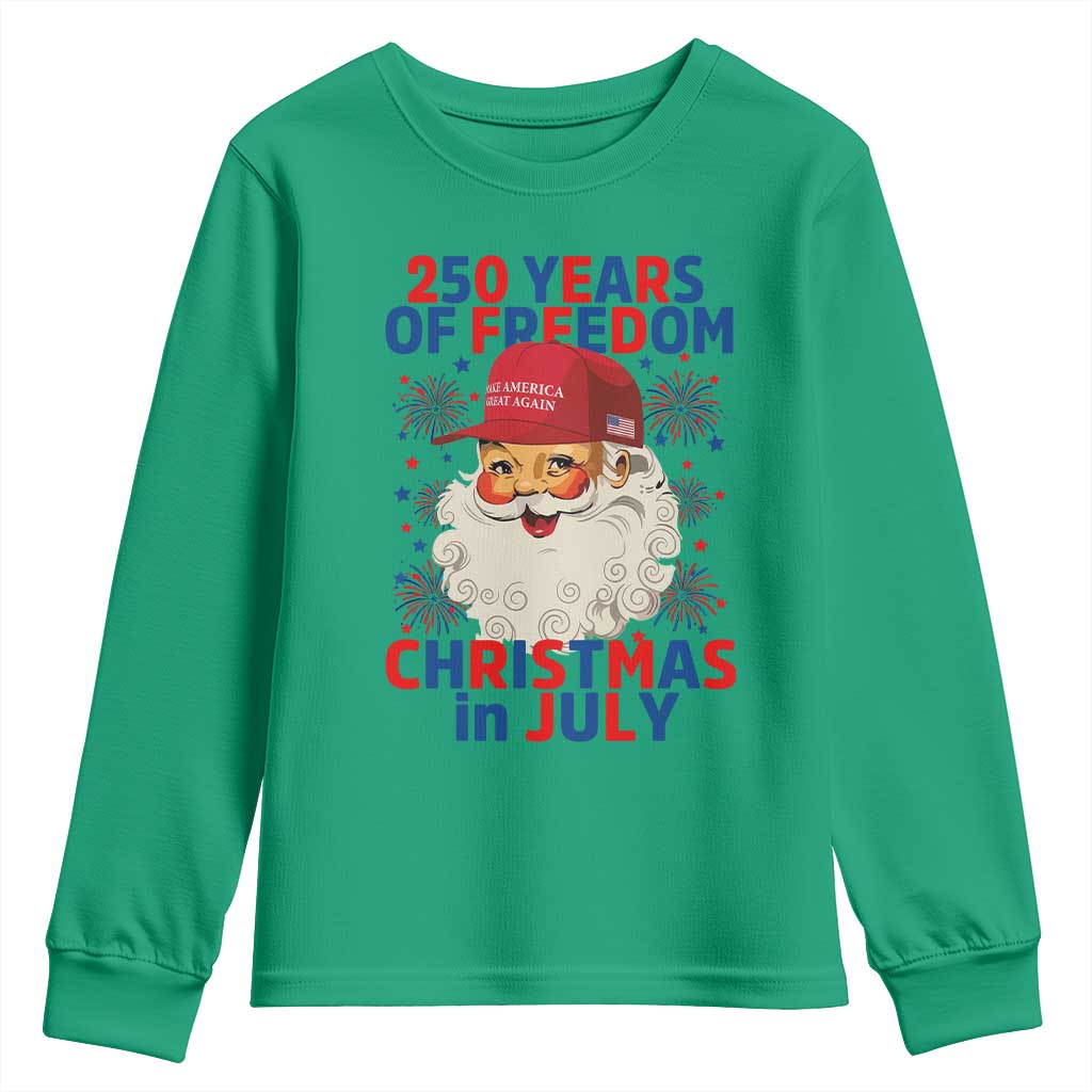 250 Years Of Freedom Youth Sweatshirt Funny Santa Christmas in July
