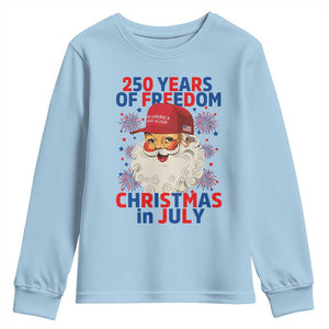 250 Years Of Freedom Youth Sweatshirt Funny Santa Christmas in July