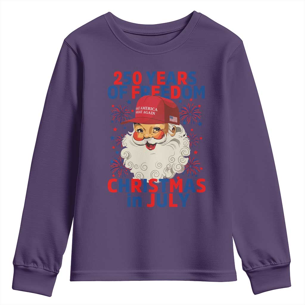 250 Years Of Freedom Youth Sweatshirt Funny Santa Christmas in July