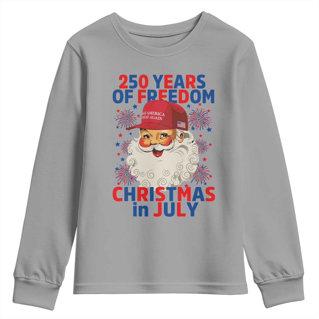 250 Years Of Freedom Youth Sweatshirt Funny Santa Christmas in July