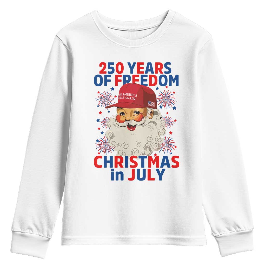 250 Years Of Freedom Youth Sweatshirt Funny Santa Christmas in July TS14 White Print Your Wear