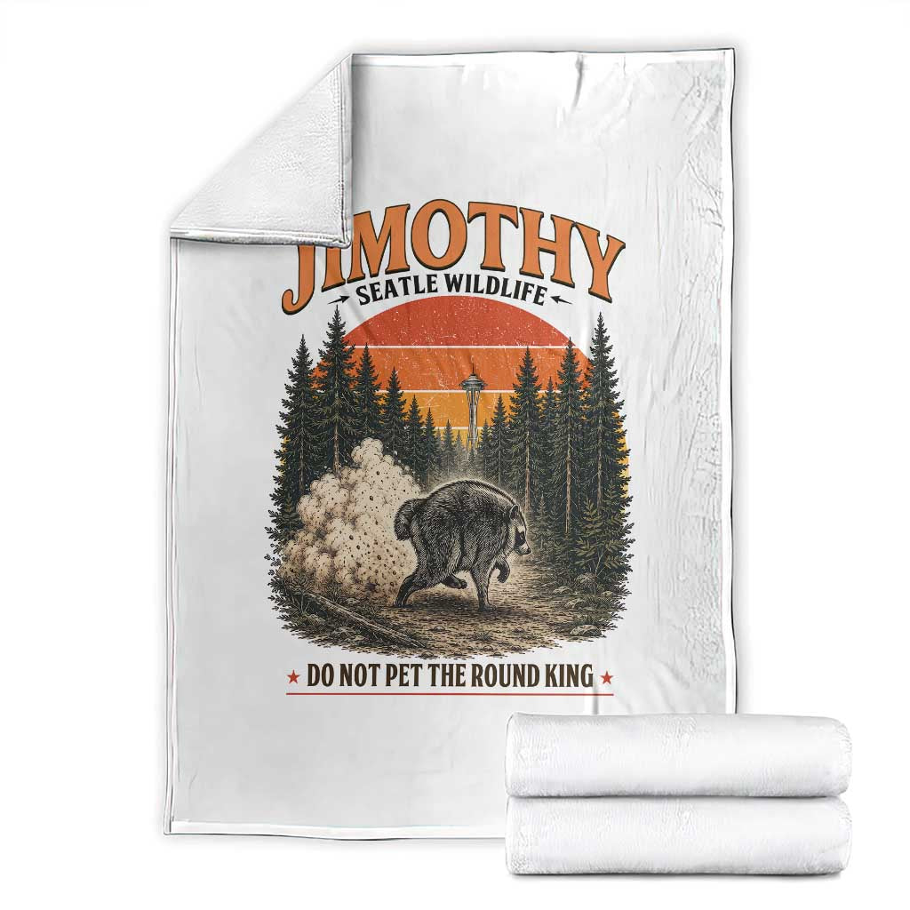 Jimothy Raccoon Seattle Meme Throw Blanket Viral Trash Panda Do Not Pet The Round King TS14 White Print Your Wear