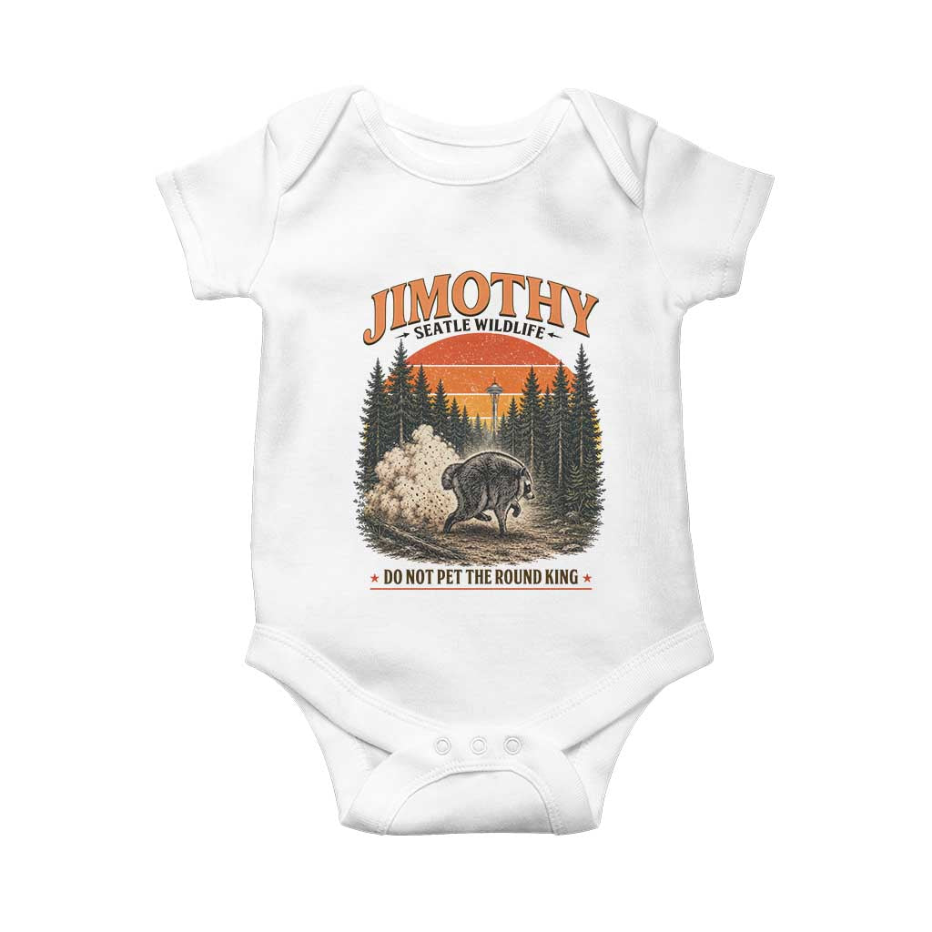 Jimothy Raccoon Seattle Meme Baby Onesie Viral Trash Panda Do Not Pet The Round King TS14 White Print Your Wear