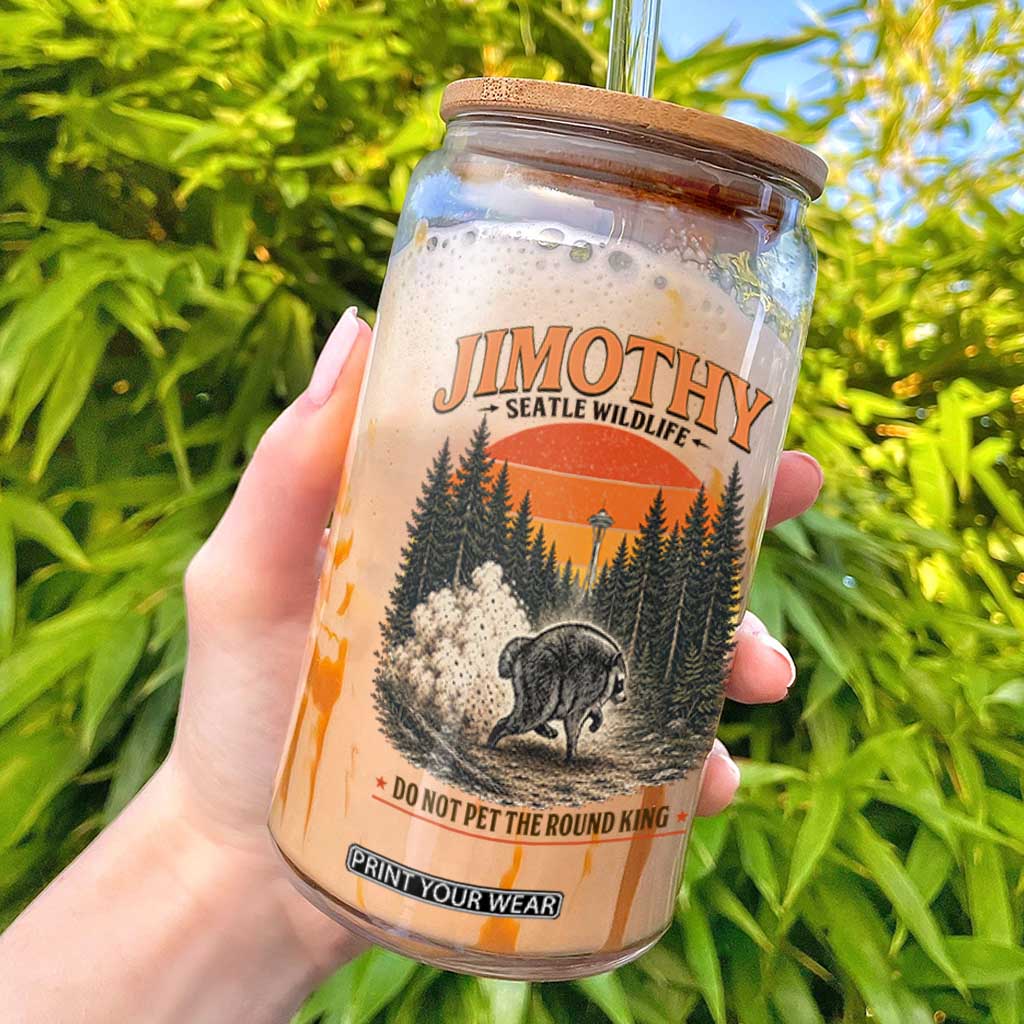 Jimothy Raccoon Seattle Meme Glass Can Viral Trash Panda Do Not Pet The Round King TS14 White Print Your Wear